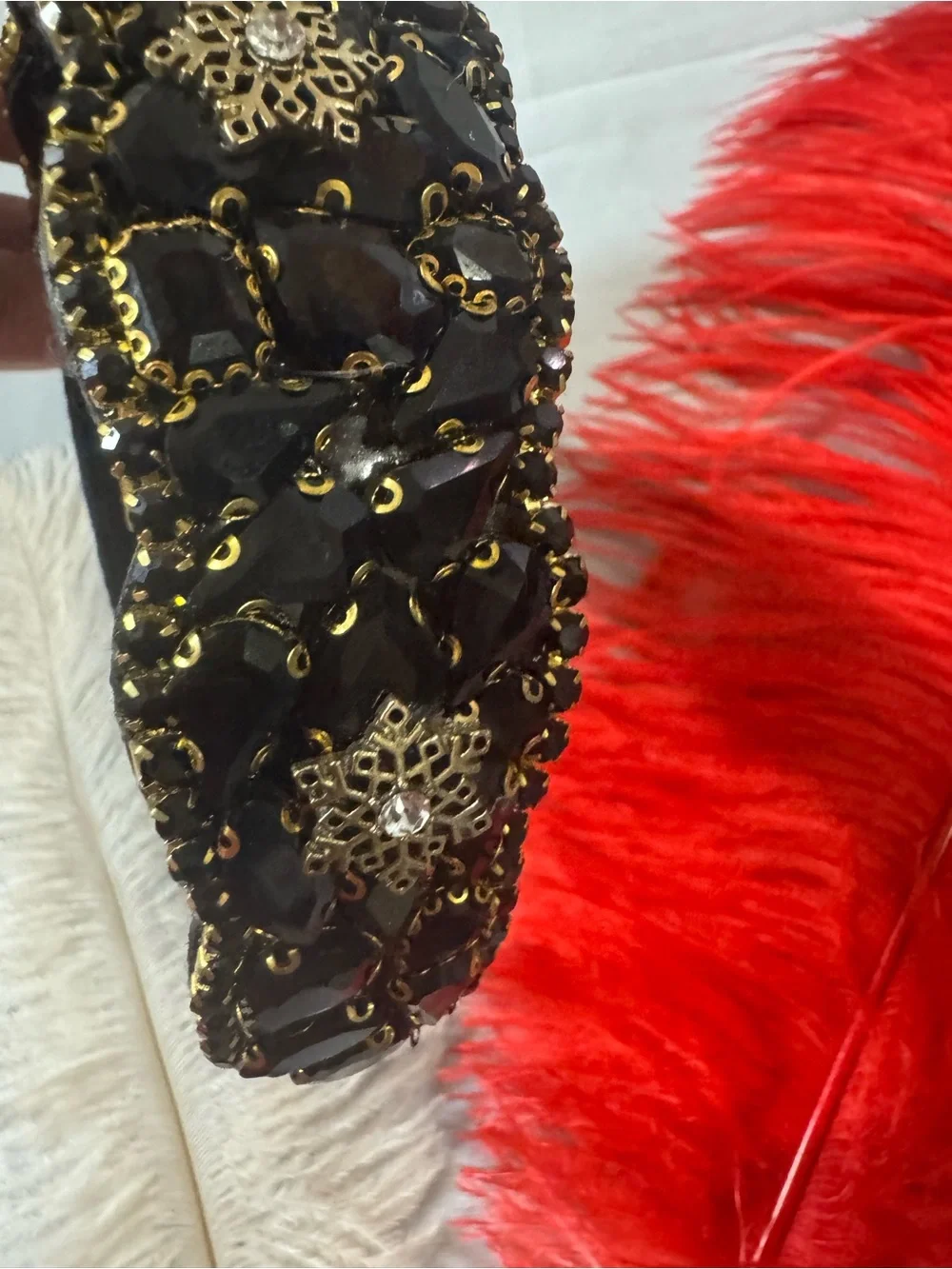 Royalty ornated Embellished Black Headband with Gold Accents - NWT - Handmade